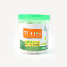Dual-tipped cotton buds demonstrating use for makeup and cleaning tasks.