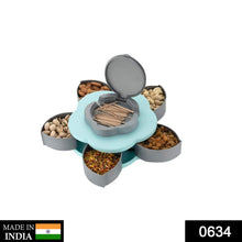 Modern petal-shaped smart candy box open to show five compartments.