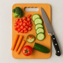 Close-up of natural wood texture on wooden chopping board for vegetables
