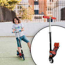 Side view of the kids scooter highlighting its adjustable handlebar height feature.