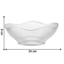 Empty plastic fruit storage basket with ripple design