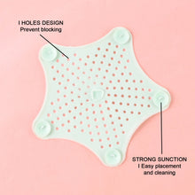 Star shaped silicone sink strainer with suction cups for kitchen and bathroom use