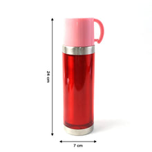 Side view of insulated travel mug 500ML with spill-proof handle lid