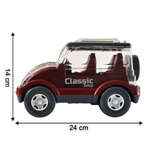 Robust friction-powered toy jeep for toddlers and kids