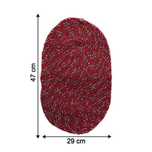 Close-up of red floor mat showing textured fabric