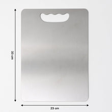 Kitchen chopping board showing sleek brushed steel finish