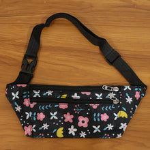 Hands-free floral print waist pouch with adjustable strap