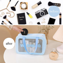 3-piece travel toiletry bag set zipped and ready to use