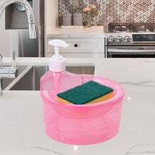 Top view of the dual compartments for soap and sponge in this organizer.