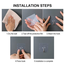 Self Adhesive Transparent Sticky Plastic & Stainless Steel Wall Hooks (10 Pcs Set)