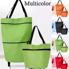 FERVENT foldable trolley bag being used at a market, showcasing its versatility.