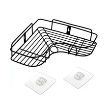 Waterproof corner shelf organiser used in a humid bathroom environment.