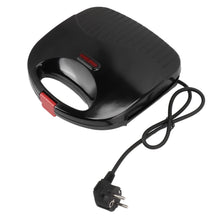 Compact front view of the FirePot 750W electric sandwich maker on a kitchen counter.