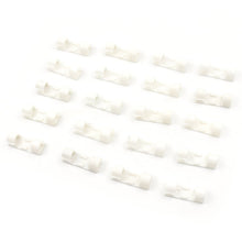 The 20-piece set of plastic cable clips shown in their retail packaging, ready for use.