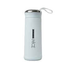 Durable glass water bottle with a protective grey silicone sleeve and bamboo lid for a firm grip.