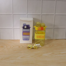 Portable girls water bottle with a sturdy carry strap, perfect for travel and sports.