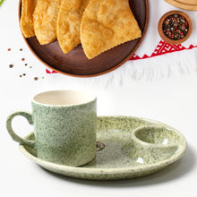 Ceramic Tea/Coffee Cup Set - Alpino 3-Piece 2-Compartment Serving Platter (BPA-Free)