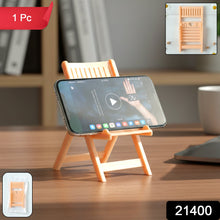 Peach color desktop mobile stand holder with mini chair design