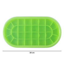 Green oval ice cube silicone tray for efficient freezing