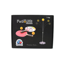 Portable Wiff Waff rebound table tennis trainer in use indoors.