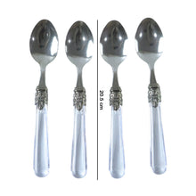 Food-grade stainless steel dessert spoons with stylish transparent handles