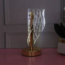 Close up of warm glowing crystal LED table lamp