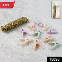 Multipurpose cloth clips holding laundry securely on drying rope