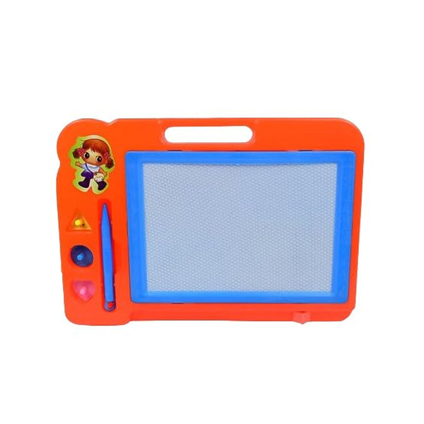 Bright yellow Magnetic Sketch Pad with drawing stylus, ready for kids to play.