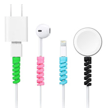 Multi-colored spiral cable protectors, a 4-pack solution for cable protection.