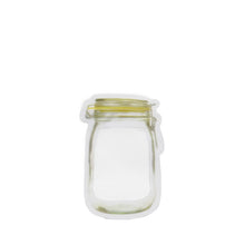 Airtight plastic snack bag, 150ml, standing upright and ready for use.
