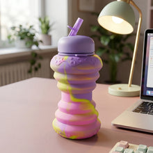 Colorful collapsible silicone water bottle suitable for kids and travel