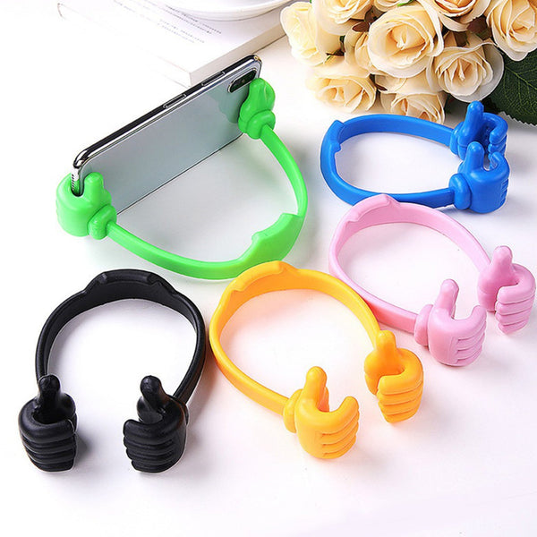 Set of 4 hand shape mobile stands in various colors, ideal for multiple devices.