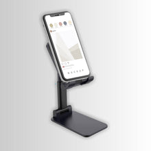 Adjustable mobile holder showcasing its various viewing positions.