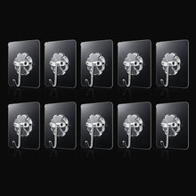 Transparent adhesive wall hooks 10pc set on white background