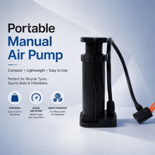 Portable mini foot pedal air pump with hose and nozzles for inflatables and tires