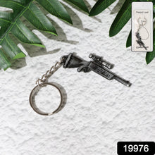 Premium metal rifle shaped keychain with sturdy ring and chain