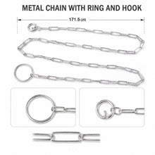 Stainless steel dog chain leash measuring 67 inches in size