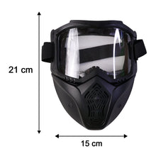 Size guide diagram for bike goggle face mask