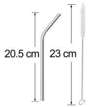 Reusable Stainless Steel Drinking Straws Bent (4 Bent Straws, 1 Brush)