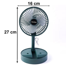 Compact size USB fan with dimensions for desktop use