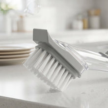 Close-up of tough bristles on dish scrub brush