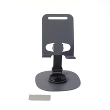 Close-up view of sturdy metallic round base of foldable mobile stand