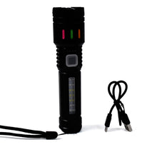 Zoomable LED flashlight providing focused illumination outdoors