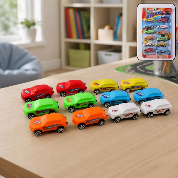 Colorful pull-back toy cars set of 12 for kids