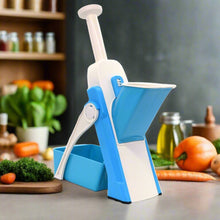 XcelCraft hand press vegetable chopper for quick slicing.