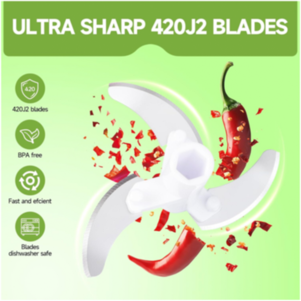 Diagram showing detachable parts of the manual food chopper for easy cleaning.