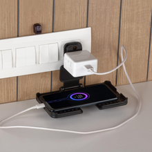 The compact design of the PHOBIA black mobile charging wall holder.