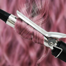 Side view of the hair curling iron, highlighting its sleek design.