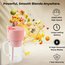 USB rechargeable portable juicer featuring multi stainless steel blades.