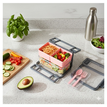 Plastic 2 Layer Leak Proof 3 Compartment Lunch Box for Office  (1 Pc)